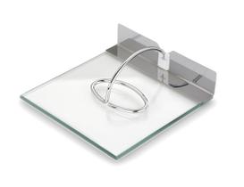 Porta Guardanapos De Mesa Slim Base de Vidro e Aço Inox 18cm Porta Guardanapos De Mesa Slim Base de Vidro e Aço Inox 18cm
