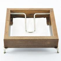 Porta-Guardanapos de Papel "CLÁSSICO" Espelhado Madeira Rústica verniz 17x17x5,5cm haste e pés metal cromado prateado Porta-Guardanapos de Papel "CLÁSSICO" Espelhado Madeira Rústica verniz 17x17x5,5cm haste e pés metal cromado prateado