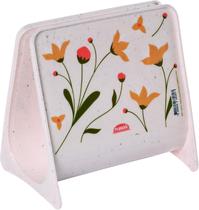 Porta Guardanapos em Plástico Marmorizado Floral 12x8,2x12,2cm - Plasutil