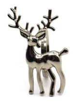 Porta Guardanapos Natalinos Jogo Com 4 Unidades Rena Inox Prata.