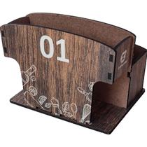 Porta Guardanapos Sachê de Mesa MDF Bar Lanchonete 1 ao 10 Zanline Marrom