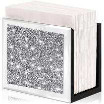 Porta-guardanapos Wocred com Espelho de Cristal e Diamante 15x15x8 cm Porta-guardanapos Wocred com Espelho de Cristal e Diamante 15x15x8 cm