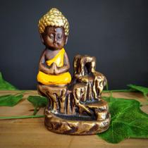 Porta incenso cascata buda menor envelhecido c/ amarelo 12cm Porta incenso cascata buda menor envelhecido c/ amarelo 12cm