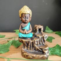 Porta incenso cascata buda menor envelhecido com turquesa 12cm Porta incenso cascata buda menor envelhecido com turquesa 12cm