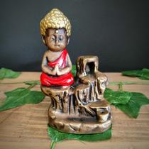 Porta incenso cascata buda menor envelhecido com vermelho 12 cm Porta incenso cascata buda menor envelhecido com vermelho 12 cm