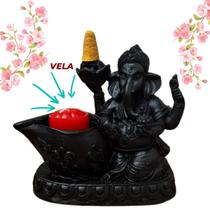 Porta Incenso e Vela Cascata Invertida Ganesha Mão com Lótus