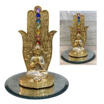 Porta Incenso Energia Oração Mão 7 Chakras Buda Com Bandeja Porta Incenso Energia Oração Mão 7 Chakras Buda Com Bandeja