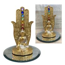 Porta Incenso Energia Paz Mão 7 Chakras Buda + Bandeja Cores Porta Incenso Energia Paz Mão 7 Chakras Buda + Bandeja Cores