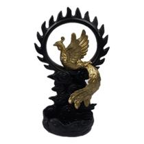 Porta Incenso Fenix Ave Mitologia Incensário Circulo De Fogo Dourada