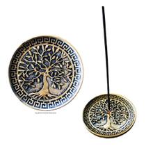 Porta Incenso Incensário Árvore Da Vida Dourado 10cm