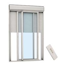 Porta Integrada Veneziana Alumínio 237 x 150 x 14cm 3 Folhas Vidro Inteiriço 220V Alumifort Sasazaki