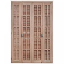 Porta Janela com Veneziana Pantográfica e Caixilhos para Vidros 213x120cm Rondosul Natural