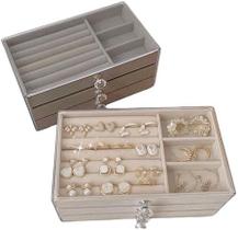 Porta Joia Acrílico Luxo 3 Camadas Brinco/Anel/Colar/Pulseira Compartimento Caixa Armazenamento Jóia