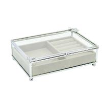 Porta Joia em Metal Prata Com Borboleta 5x20x14cm