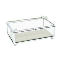 Porta Joia em Metal Prata Com Borboleta 6x17x12cm