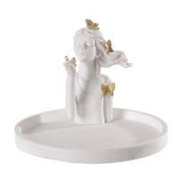 Porta Joia Menina Com Borboletas Em Branco e Dourado 8x11x11cm