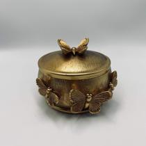 Porta Joias Bee Happy Dourado com Borboletas em Resina 12,5x11x9cm Porta Joias Bee Happy Dourado com Borboletas em Resina 12,5x11x9cm