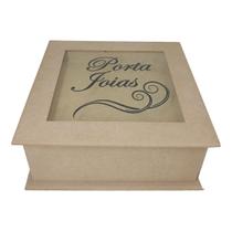 Porta Joias com Com Bandeja e 9 Divisorias 29cm Mdf Madeira