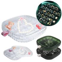 Porta Joias Com Divisórias De Acrílico Estampado Bijuterias Portátil Acessórios Organizadora