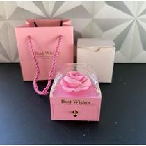 Porta joias com flor artificial rosa para presente anel pulseira colar organizador dia dos namorados casamento noivado Porta joias com flor artificial rosa para presente anel pulseira colar organizador dia dos namorados casamento noivado