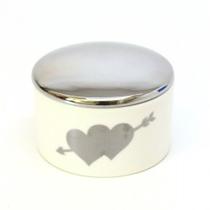 Porta joias de ceramica coracao branco/prata