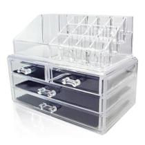 Porta joias e maquiagem com 4 gavetas e 16 divisorias em acrilico organizador caixa caixa kangur