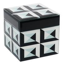 Porta Jóias Em Madeira E Vidro Btc Decor Quadrado Cor Preto E Branco Porta Jóias Em Madeira E Vidro Btc Decor Quadrado Cor Preto E Branco