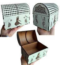 Porta Jóias Indiano / Bau / Porta Treco objetos / Perfumes óleos branco 1 face/ cru MDF