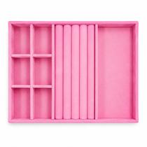 Porta joias organizador gaveta com divisória flanela veludo 24X18X2,5CM cor:rosa Porta joias organizador gaveta com divisória flanela veludo 24X18X2,5CM cor:rosa