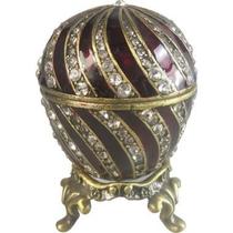 Porta joias ovo dourado com cristal - 5x6 cm
