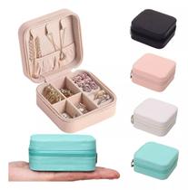 Porta Joias Portátil Bijuteria Anéis Estojo Portátil Viagem Com Zíper Porta Joias Portátil Bijuteria Anéis Estojo Portátil Viagem Com Zíper
