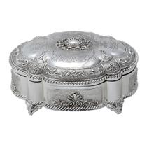 Porta Joias Zamac Prateado Luxuoso Elegância e Praticidade 20x16x9cm