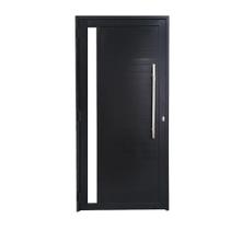 Porta Lambril 2,10x80 lado ESQUERDO Linha 25 no alumínio preto com puxador redondo e vidro lateral