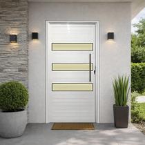 Porta Lambril 3 Vidros Alumínio Branco Com Puxador 210X100 Lado Direito