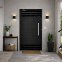 Porta Lambril 6 Vidros Alumínio Preto Com Puxador 210X90 Lado Direito