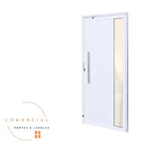 Porta lambril branca com vidro lateral e puxador inox Porta lambril branca com vidro lateral e puxador inox