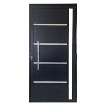 Porta Lambril c/friso 2,10x70 lado ESQUERDO L-25 no alum. preto c/puxador redondo e vidro lateral Porta Lambril c/friso 2,10x70 lado ESQUERDO L-25 no alum. preto c/puxador redondo e vidro lateral