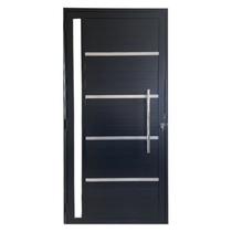 Porta Lambril c/friso 2,10x80 lado DIREITO L-25 no alum. preto c/puxador redondo e vidro lateral Porta Lambril c/friso 2,10x80 lado DIREITO L-25 no alum. preto c/puxador redondo e vidro lateral