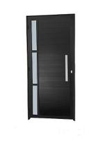 Porta Lambril c/Puxador e Vidro Lateral - Alumínio Preto - Linha 25