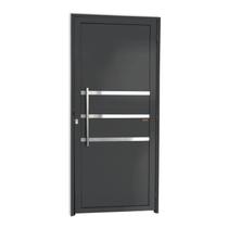 Porta Lambril com Friso com Puxador Super 25 210cm x 80cm Brimak Abertura Esquerda Cinza Porta Lambril com Friso com Puxador Super 25 210cm x 80cm Brimak Abertura Esquerda Cinza