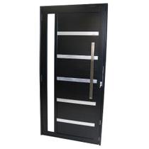 Porta Lambril com Friso, Vidro Lateral e Puxador - Linha 30 - Preta - CMC:2.10 x 1.00 Porta Lambril com Friso, Vidro Lateral e Puxador - Linha 30 - Preta - CMC:2.10 x 1.00