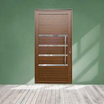 Porta Lambril com Puxador e Friso Linha Roma Amadeirada 210x80 Lado Esquerdo Marrom Esquadrias Bergamo Porta Lambril com Puxador e Friso Linha Roma Amadeirada 210x80 Lado Esquerdo Marrom Esquadrias Bergamo