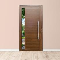 Porta Lambril com Puxador Friso e Vidro Linha Roma 210x80 Amadeirada Lado Direito