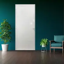 Porta Lambril de Alumínio 210 X 70cm com Maçaneta Linha 25 Lado Direito Esquadrias Bergamo