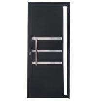 Porta Lambril de Alumínio 210 x 80cm com Friso e Visor Linha Veneza Abertura Direita