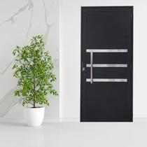 Porta Lambril de Alumínio 210 x 80cm com Puxador e Friso Linha Veneza Lado Direito - Esquadrias Bergamo