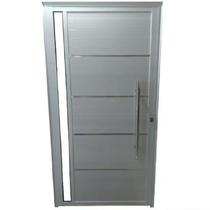 Porta Lambril de Alumínio Branco 2.10 X 0.80 x 0.045 com Puxador, Friso e Vidro