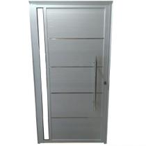 Porta Lambril de Alumínio Branco 2.10 X 0.80 x 0.045 com Puxador, Friso e Vidro Porta Lambril de Alumínio Branco 2.10 X 0.80 x 0.045 com Puxador, Friso e Vidro