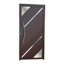 Porta Lambril Oasis com Puxador Super 25 210cm x 100cm Brimak Abertura Esquerda Corten Porta Lambril Oasis com Puxador Super 25 210cm x 100cm Brimak Abertura Esquerda Corten