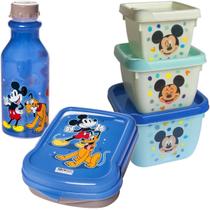 Porta Lanche Conjunto Infantil Mickey 5 Itens Plasutil Porta Lanche Conjunto Infantil Mickey 5 Itens Plasutil